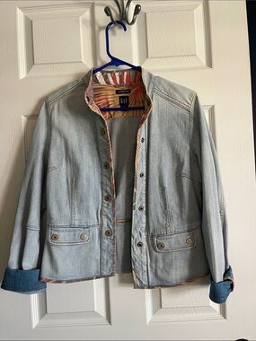 GAP Light Blue Denim Jacket with Multicolor Lining